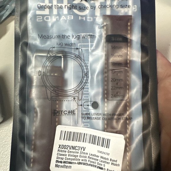 Ritche Quick Release Leather Watch Bands Genuine Watch Straps 14mm-24mm - Picture 7 of 9